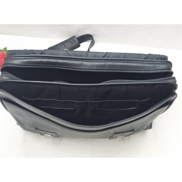 Coach Black Leather Double Pushlock Briefcase Laptop Business Crossbody Bag - Picture 7 of 16